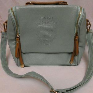 Cettu Italian Aqua Pebbled Leather Purse Handbag